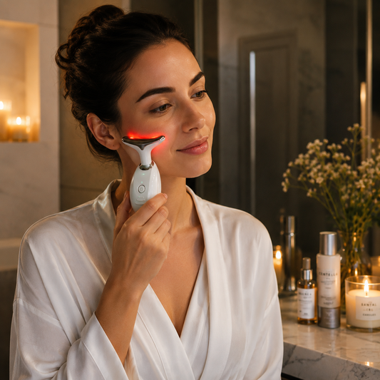 Masajeador Facial LED Recargable – Rejuvenece tu piel en casa en 10 minutos