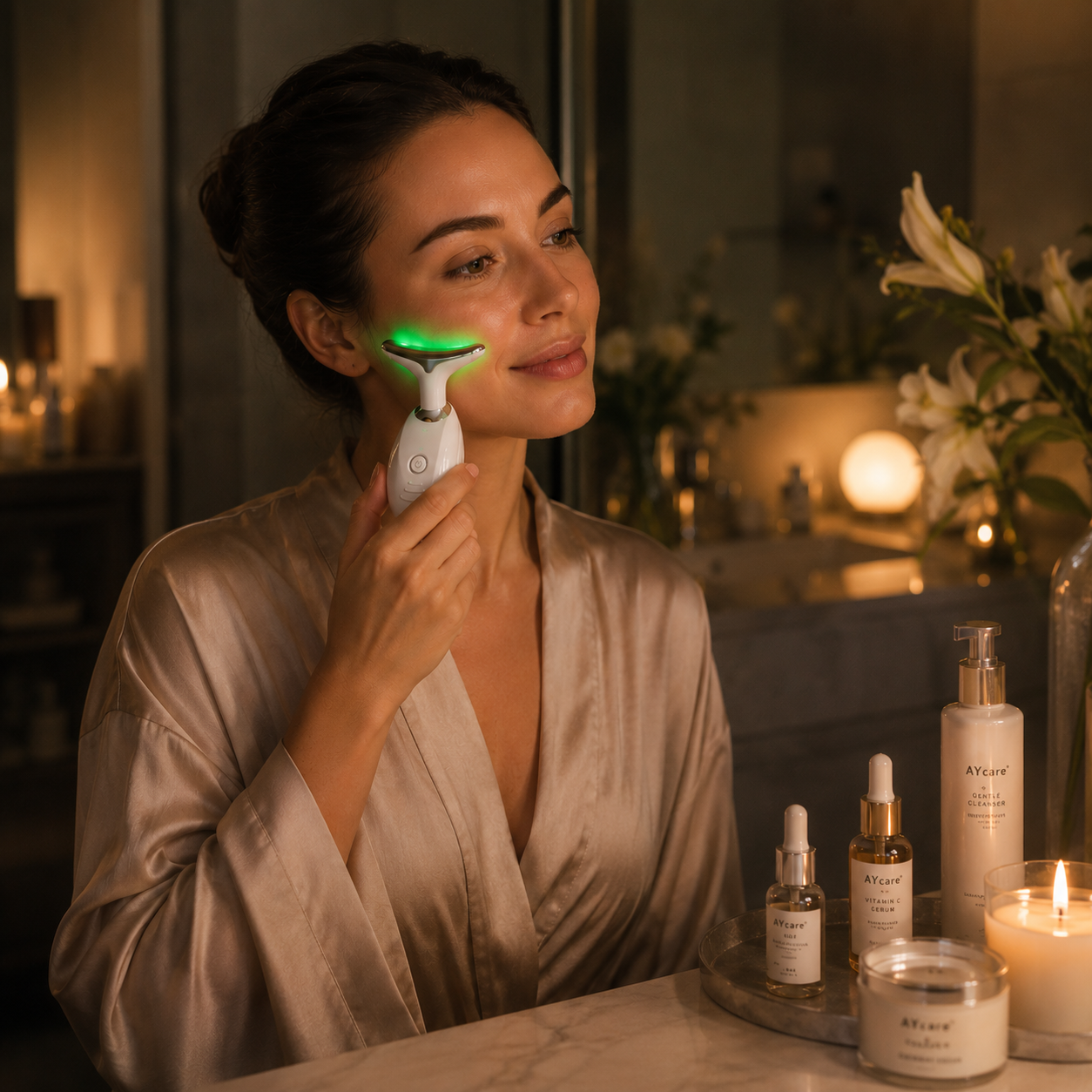 Masajeador Facial LED Recargable – Rejuvenece tu piel en casa en 10 minutos